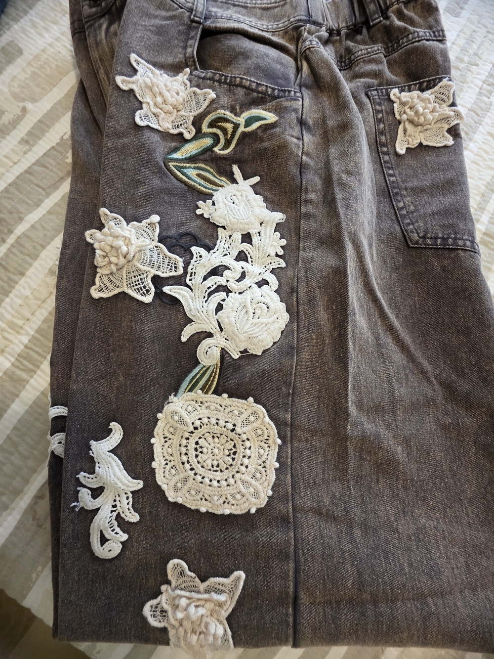 Blufish Charcoal Embroidered Straight-Leg Jeans - Picture 5 of 7